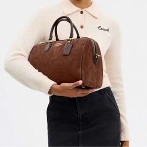 Coach Rowan Large Satchel Bag in Suede